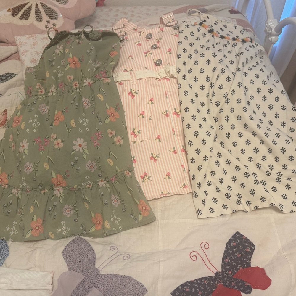 Floral and Striped Girls Summer Dresses Lot